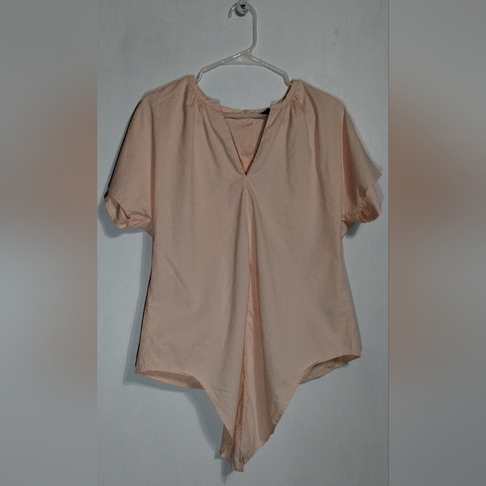 J. Crew Peach Blouse Short Sleeve Back Button (XS)